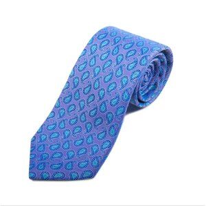 Hugo Boss Tasso Elba Blue and Pink Paisley Silk Tie Like New